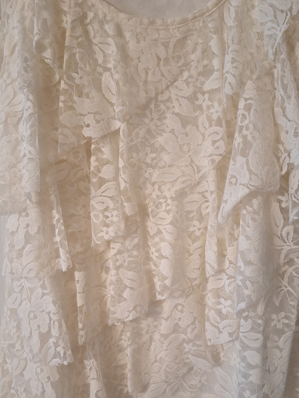 Women's Cream Lace Ruffle Top - Picture 2 of 6